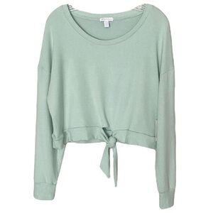 Beyond Yoga Mint Green Drop Sleeve Tie Front Crew Neck Sweater NWT Size Large